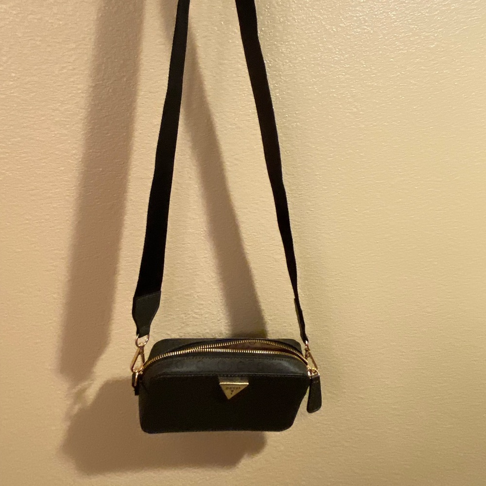 Guess Black Crossbody Bag with Gold-Tone Accents